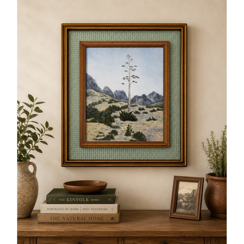 Vintage Joshua Treeโ Desert Landscape Oil Painting Gold Frame 18x20.5 Good